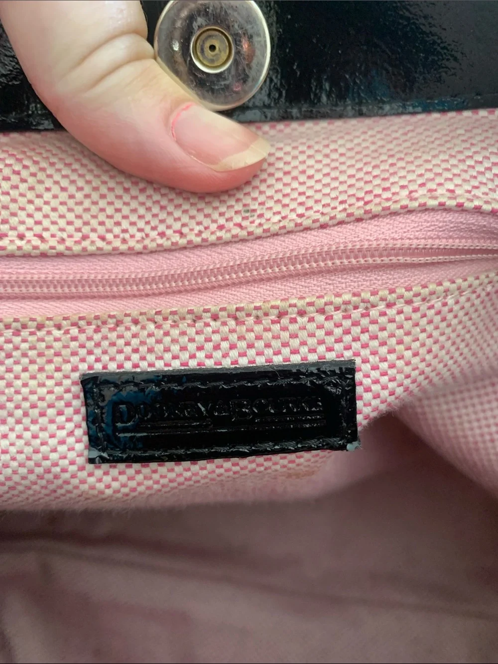 Dooney and Bourke vintage Patent Leather Shoulder Bag with Gold Hardware - Black